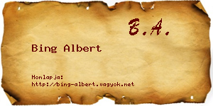 Bing Albert névjegykártya